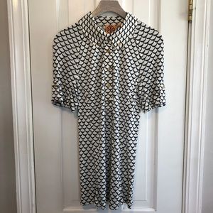 Tory Burch Navy Print Polo size S